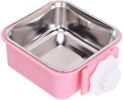 Stainless Steel Pet Crate Bowl Removable Cage Hanging Bowls with Bolt Holder for Pets